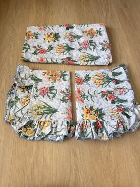 Vintage Duvet And Shams Set Botanical Floral Print